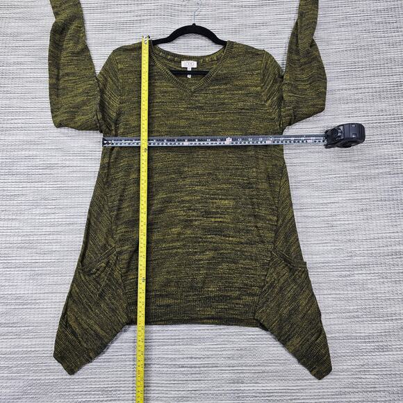 LOGO Lori Goldstein Womens Size M Cashmere Blend Sweater Green V-Neck Pockets - Picture 7 of 13